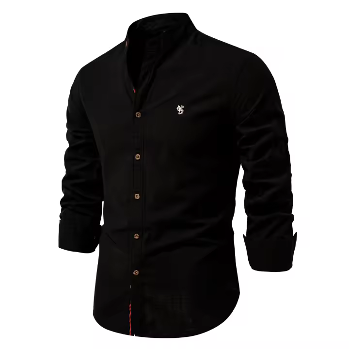 Camisa Social de Algodón AIOPESON para Hombres con Manga Larga de Alta Calidad en Color Sólido Estilo Casual para Primavera/Verano - 1