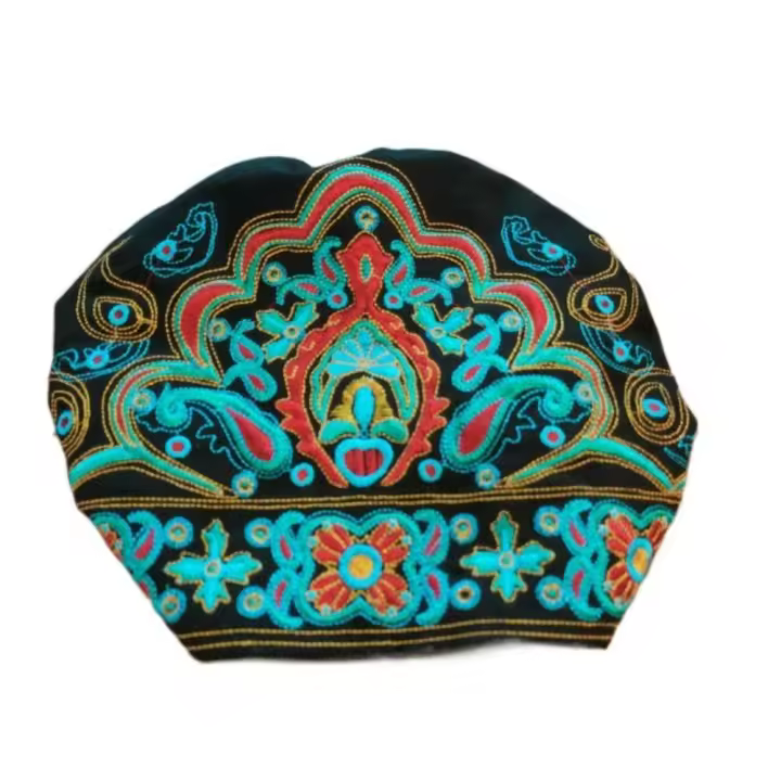 Moda bordado flores bandanas étnico estilo mexicano turbante sombreros transpirable vintage gorro para mujer - 1