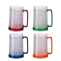 Taza de cerveza helada para congelador, vaso de vino de enfriamiento transparente, doble pared, Gel, vasos para beber, Color aleatorio - details 0
