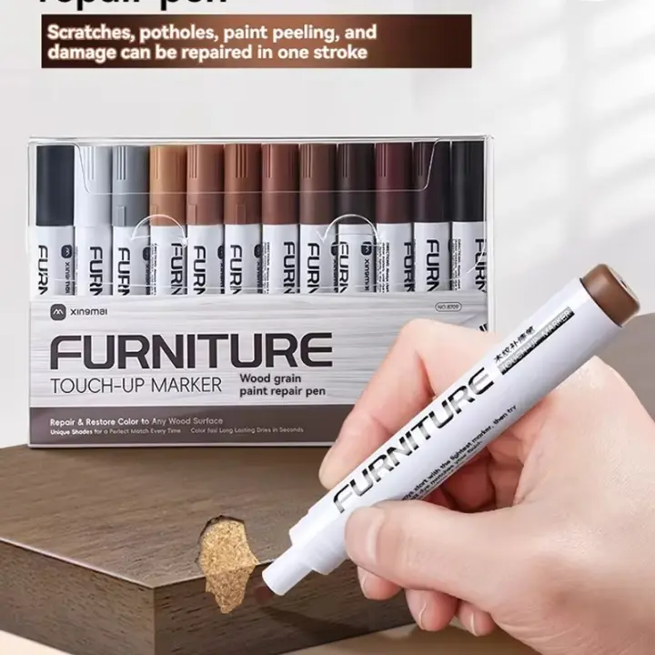 Kit de retoque de muebles, marcador Amp Füllstoff Sticks Holz Verbund Korn Farbe Reparatur Stift Kratzer Wiederherstellung, parche para rasguños, 6 uds. - 1