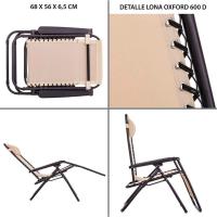 Pack de 2 sillas, Tumbonas Gravedad Cero reclinables con Bloqueo de Seguridad de Tejido Oxford y Acero de 95x65x106 cm, Hamacas jardín con cojín (Negro) - details 6