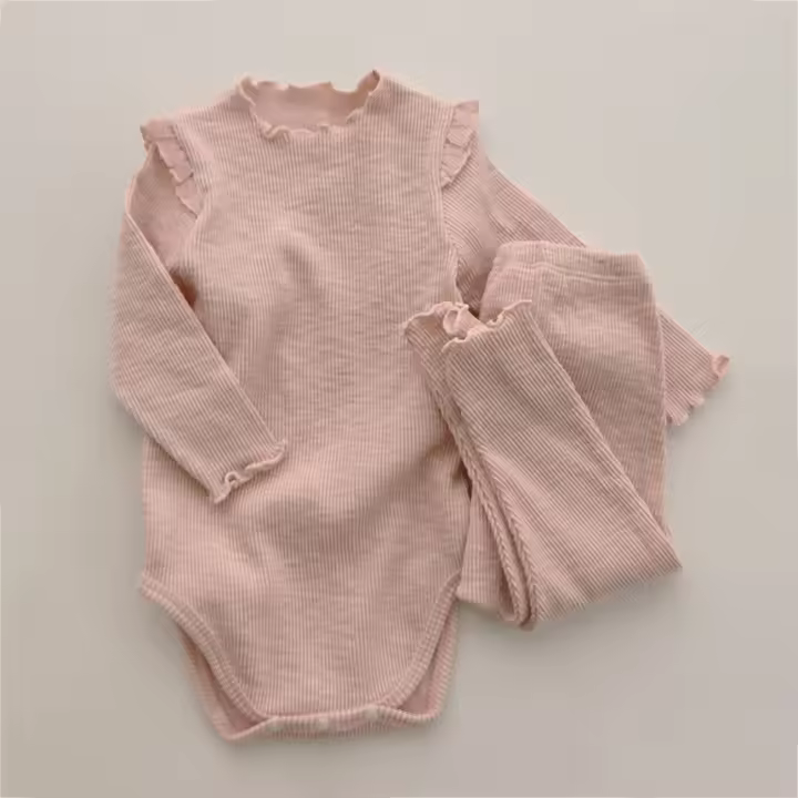 Conjunto de Ropa para Bebé Niña Primavera Bodysuit y Pantalones de Algodón Cómodos para 0-2Años - 1