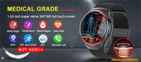 2025 nuevo Reloj inteligente de grado médico HRV para hombres azúcar en sangre presión arterial ritmo cardíaco 1,43 pulgadas Super Retina 360*360 Pantalla AMOLED 530mAh batería Bluetooth llamada salud Smartwatch - details 0