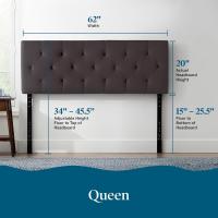 Cabecero tapizado – Cabecero de cama doble – Altura ajustable de 85 a 115 cm, capitoné de diamantes, perla/blanco - details 19