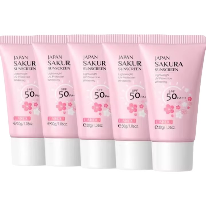 Crema de Protección Solar Sakura de Japón Bloqueo Solar Facial Sf50 Loteo Refrescante de Flor de Cerezo - 1