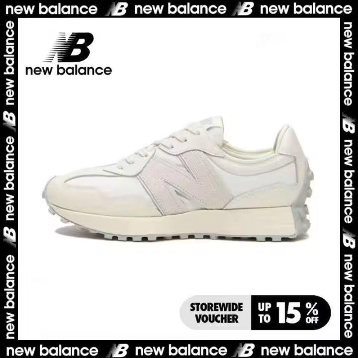 【Tienda insignia oficial】 NB 327 Zapatos deportivos informales para hombre y mujer apliques blancos LETEN - 1