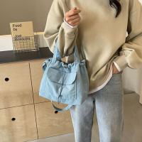 Bolso cruzado con cordón de estilo coreano, bolsa de hombro de gran capacidad, diseño de nicho, ligera y suave, de nailon, de Color sólido, para viaje - details 4