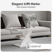Mesa de Centro Repisa de Almacenaje Madera Resistente a Rasguños Mesa Auxiliar Rectangular Moderna Soporta 50kg Salón Sofá Detroit 90x60cm Blanco - details 1