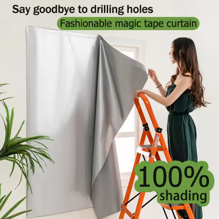 Cortina opaca para ventana, cortina Lisa para ventana, sombreado 100%, aislamiento térmico, sin perforaciones - 1