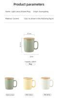 Taza de Cerámica Estilo Coreano Taza de Desayuno de Avena con Tapa de Bambú Taza de Té con Asa - details 6