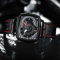 Reloj NIBOSI cuadrado de lujo de primera calidad, resistente al agua, luminoso, de marca, deportivo, de cuero, para Hombre, Reloj de pulsera de cuarzo, Reloj para Hombre - details 1
