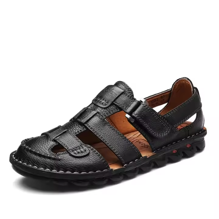 Sandalias deportivas de cuero para hombre, zapatos de punta cerrada - 1