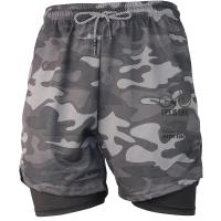 Pantalones cortos de entrenamiento para hombre 2 en 1 de doble capa de secado rápido para correr, Fitness, ropa activa atlética, estilo de patrón de camuflaje - details 9
