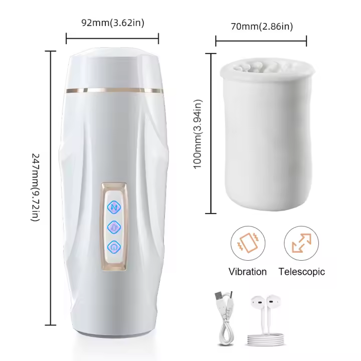 Telescopic Masturbator Automatic Vibrator Real Vagina Penis Blowjob Pocket Pusssy Sucking Masturbation Cup Sex Toy for Men Adult - 1