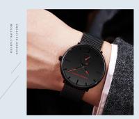 Reloj de Acero Inoxidable Impermeable de Diseño Sencillo Automático, Correa de Cuero, Marca Superior, Elegante para Hombres - details 14