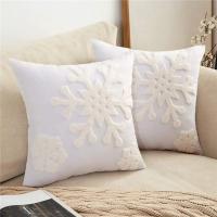 Funda de Almohada de Copo de Nieve Navideño Grande 45x45cm Diseño de Bordado de Lana - details 5