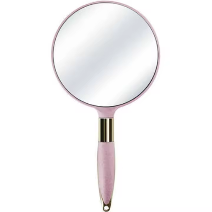 Espejo redondo de mano para maquillaje, accesorio de plástico para viaje, 1 unidad - 1