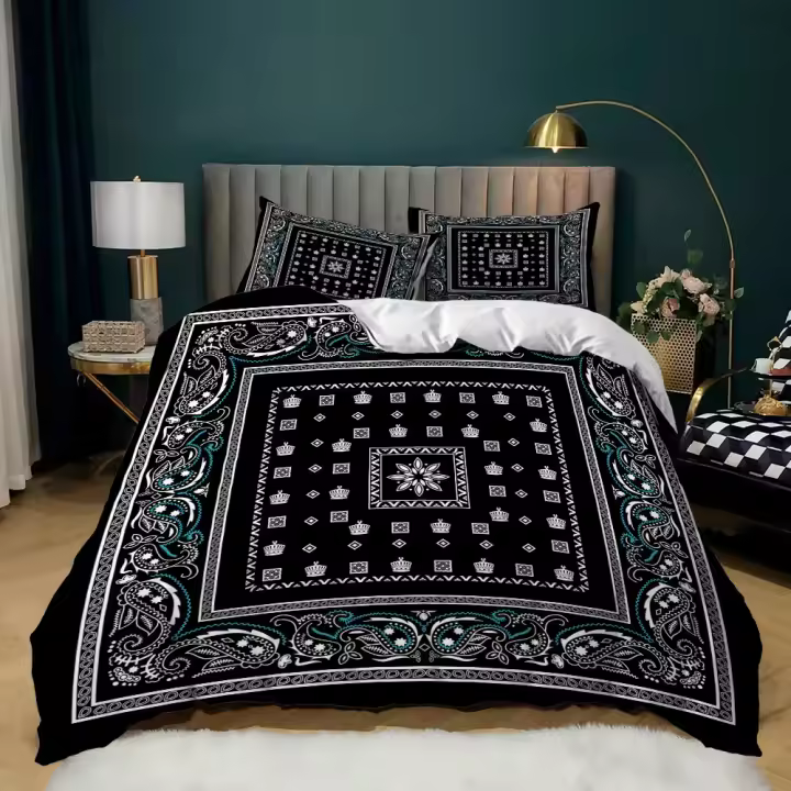 Juego de funda nórdica con Mandala, juego de cama de microfibra suave con estampado de medallón bohemio elegante azul marino, funda de edredón tamaño doble Queen King - 1