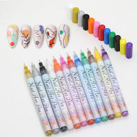 Juego de bolígrafos de Gel para manicura, pincel delineador de pintura de 0,7mm, resistente al agua, marcador de colores - details 7