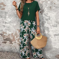 Conjunto de dos piezas nuevo de verano, jersey suelto versátil, traje informal redondo estampado para mujer - details 28