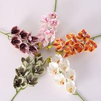 Orquídea Papilio Artificial de 6 cabezas, colores vivos, rama de flor de Cymbidium realista, tallos flexibles de tacto Real, flores falsas - details 12