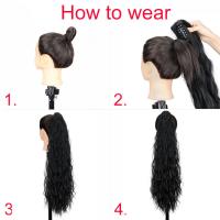 Peluca de cola de caballo con pinza de permanente de maíz, extensión de cola de caballo, cola de caballo larga ondulada y rizada con clip, postizo de cola de caballo con cordón para fiestas - details 2