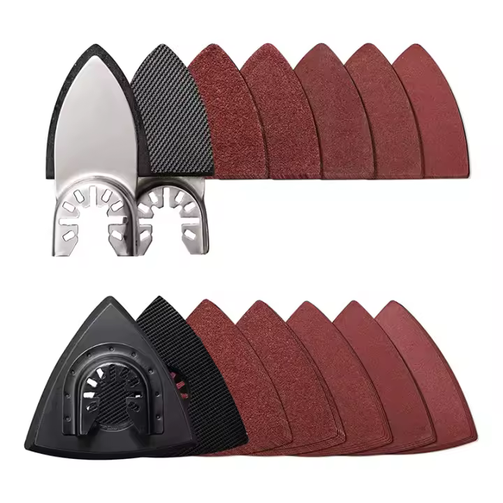 Almohadillas oscilantes de lijado de detalles, herramienta de 104 piezas, 2 almohadillas triangulares de piezas y 2 almohadillas de lijado de dedo de piezas, papel de lija de 100 piezas - 1