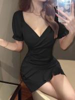 Vestido de Manga Abullonada Sexy Escote en V Falda Ligera que Cubre la Cintura Moda de Mujer 2023 - details 8