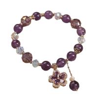 Elegante Pulsera de Amatista Romántica Colgante de Cinco Pétalos de Cristal Retro de Lujo para Mujeres Regalo de Joyería para Novia - details 5