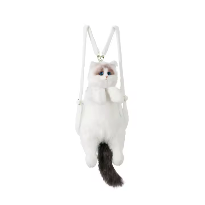 Mochila de gato Muppet simulación mochila bolsa muñeca juguete de peluche regalo de cumpleaños gato de tres flores - 1