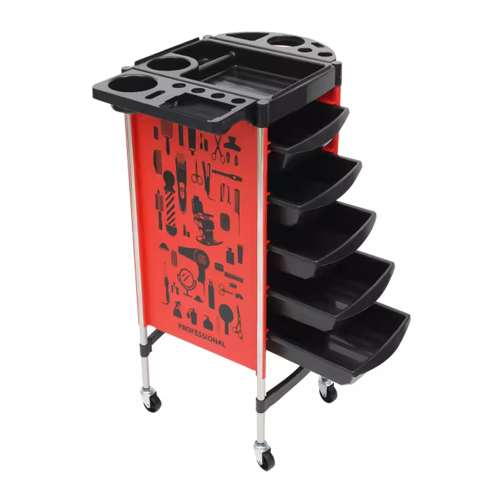 Carrito de salón con 5 cajones y ruedas, estilista, peluquería, spa, hasta 20 kg por cajón - 1