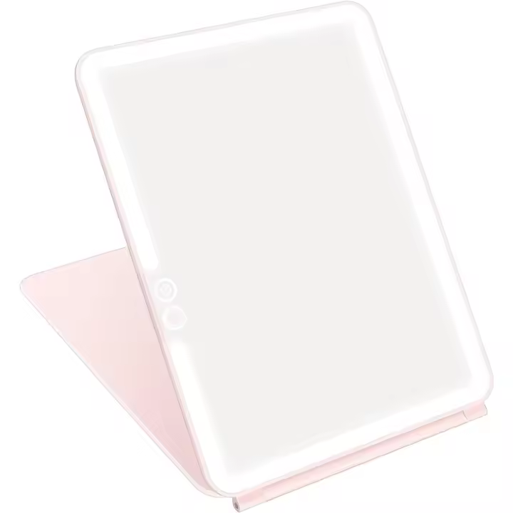 Scttomon Espejo de Viaje Plegable con Luz LED de 72 LEDs, 3 Modos de Luz, Recargable USB, Ultra Delgado - 1