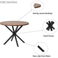 Mesa de Comedor Redonda con Tapa Moderna con Efecto Mármol, Mesa de Comedor de Cocina con Cuatro Patas de Metal, para Comedor, Sala de Estar,Blanco+GDL - details 12