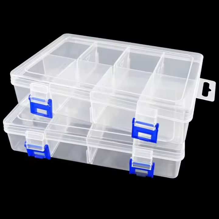 Cajas de Almacenamiento de Plástico Transparentes 8 Compartimentos para Tornillos y Monedas - 1