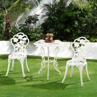 Conjunto de mesa y sillas vintage para exteriores, juegos de muebles de jardín de aluminio, una mesa con dos sillas para balcón, bronce. - details 11
