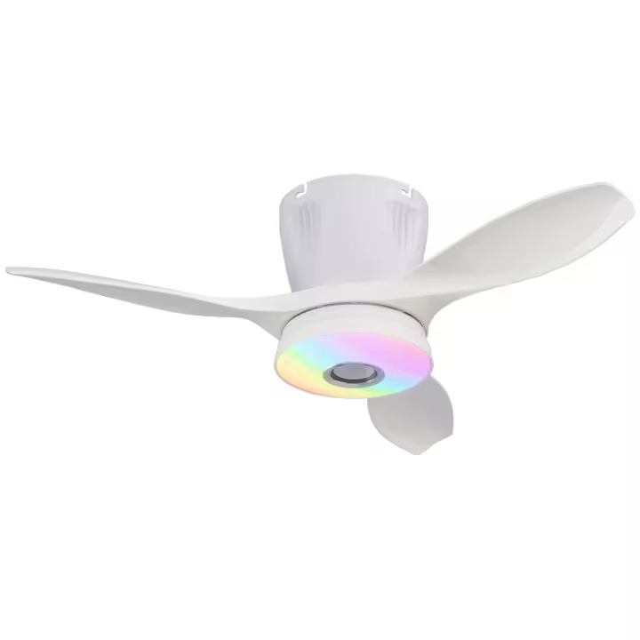 Ventilador de techo con luz LED RGB y control remoto, 54 cm silencioso, ventilador de techo para dormitorio y salón - 1