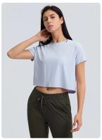 Blusa holgada sin costuras para mujer, Top corto de manga corta para Yoga, correr, Fitness, gimnasio, secado rápido - details 10