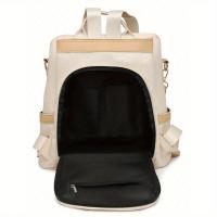 Mochila Portátil Mujer - Estampado Floral Beige, Antirrobo, Gran Capacidad, Impermeable, Bolsillos Prácticos - details 2
