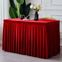 Mantel de Terciopelo Rectangular 1Pc para Eventos de Boda y Fiesta Cubierta de Mesa de Conferencia y Exhibición Blanco/Negro - details 12