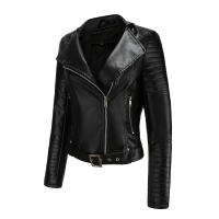 Abrigo corto de motociclista de piel sintética para mujer, chaqueta de manga larga con cremallera, ropa de otoño - details 5