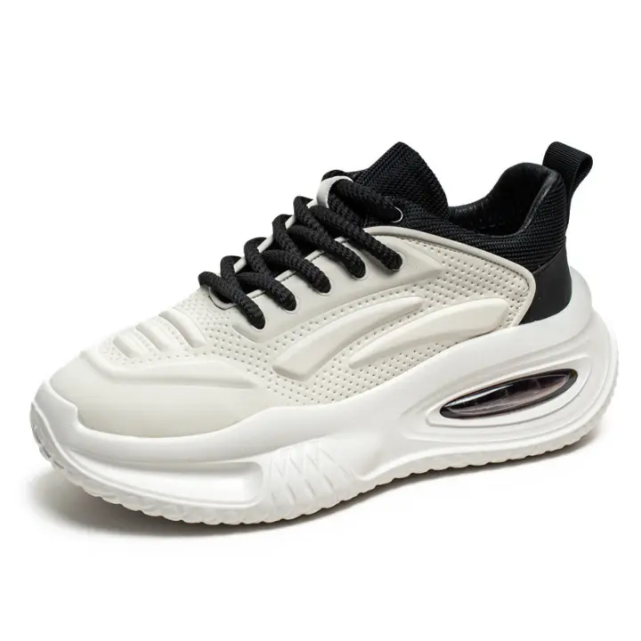 Zapatos deportivos informales con colchón de aire para hombre, zapatos de algodón con aislamiento grueso y felpa y suela aumentada - 1