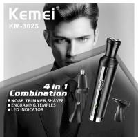 Kemei-maquinilla de afeitar eléctrica 4 en 1 para hombre y mujer, Kit de aseo Facial portátil multifunción, afeitadora negra para barba y bigote - details 0