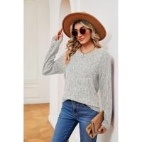 Jersey de manga larga para mujer, camiseta holgada con cuello redondo, tops de Color sólido, otoño e invierno, nuevo - details 14