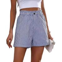 Nueva ropa de mujer de pantalones cortos informales a rayas con bolsillo informal de verano - details 0