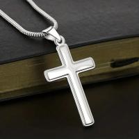 día del padre,Collar con colgante de Cruz de acero inoxidable clásico, regalo del Día del Padre para papá,bautizo - details 2