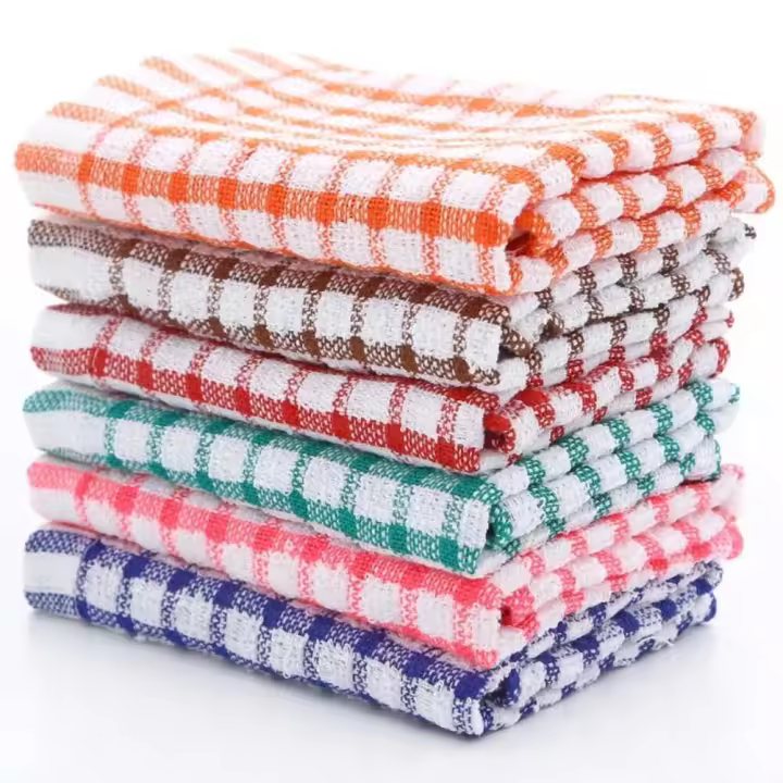 6 uds algodón cocina té absorbente t libre Catering restaurante tela a cuadros toallas para platos - 1