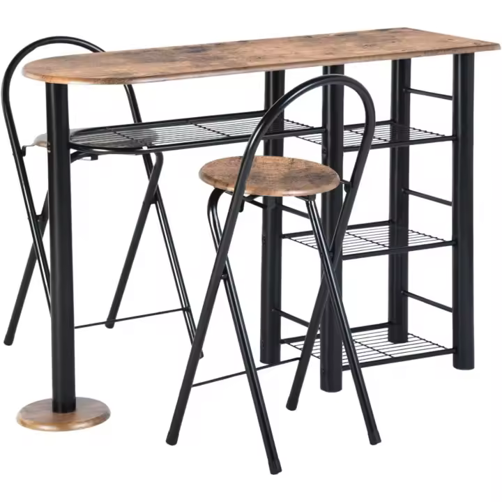 Juego de Mesa de Cena Plegable para 2 Personas Mesa de Cocina Pequeña con Sillas Plegables - 1