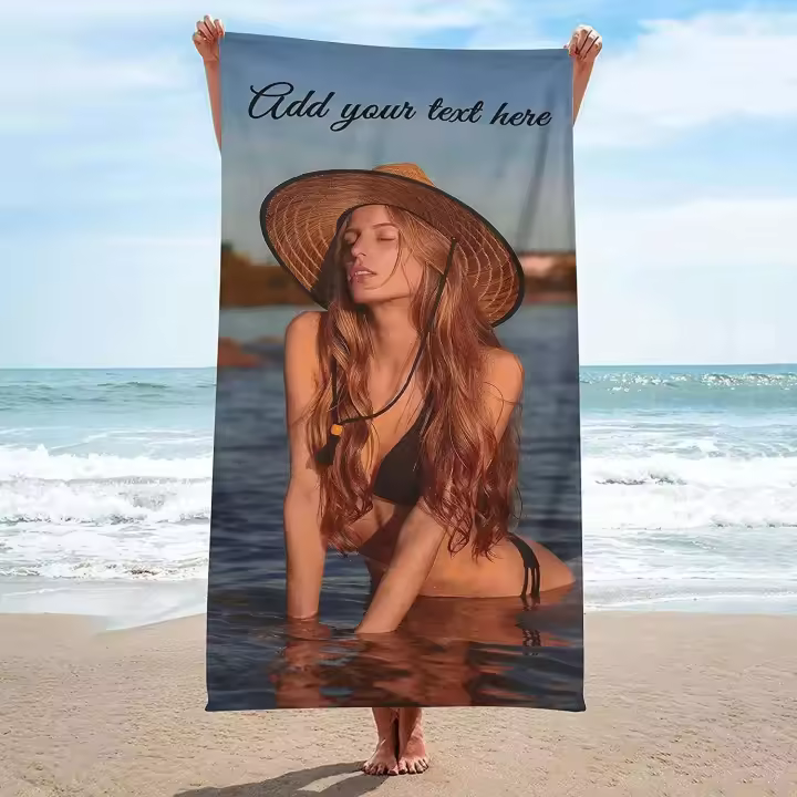Toallas de playa personalizadas para adultos, hombres, mujeres y niños, baño personalizado con fotos, collages, toalla de piscina, regalos del Día de San Valentín - 1