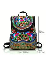 Mochila de lona con diseño bordado hecho a mano Retro para mujer, bolso de hombro de viaje, mochila étnica de gran capacidad - details 18