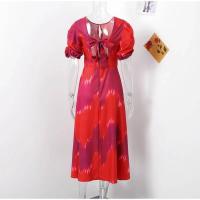 OUWU-Vestido Midi con diseño sin espalda para mujer, elegante con estampado, cuello vuelto, mangas abullonadas, corte en A, novedad de verano 2024 - details 0